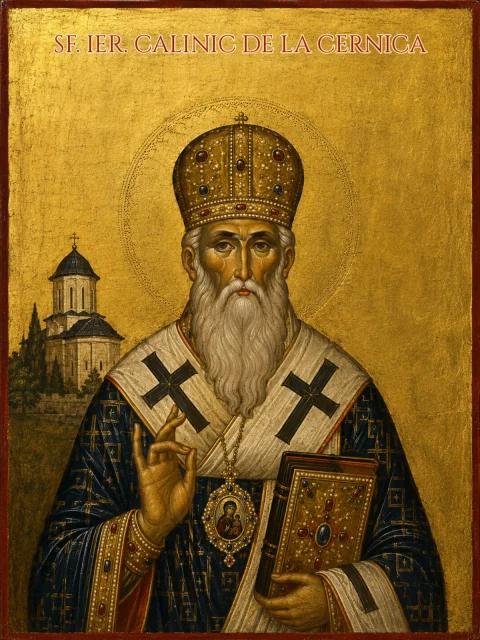Icoană cu Sfântul Ierarh Calinic de la Cernica